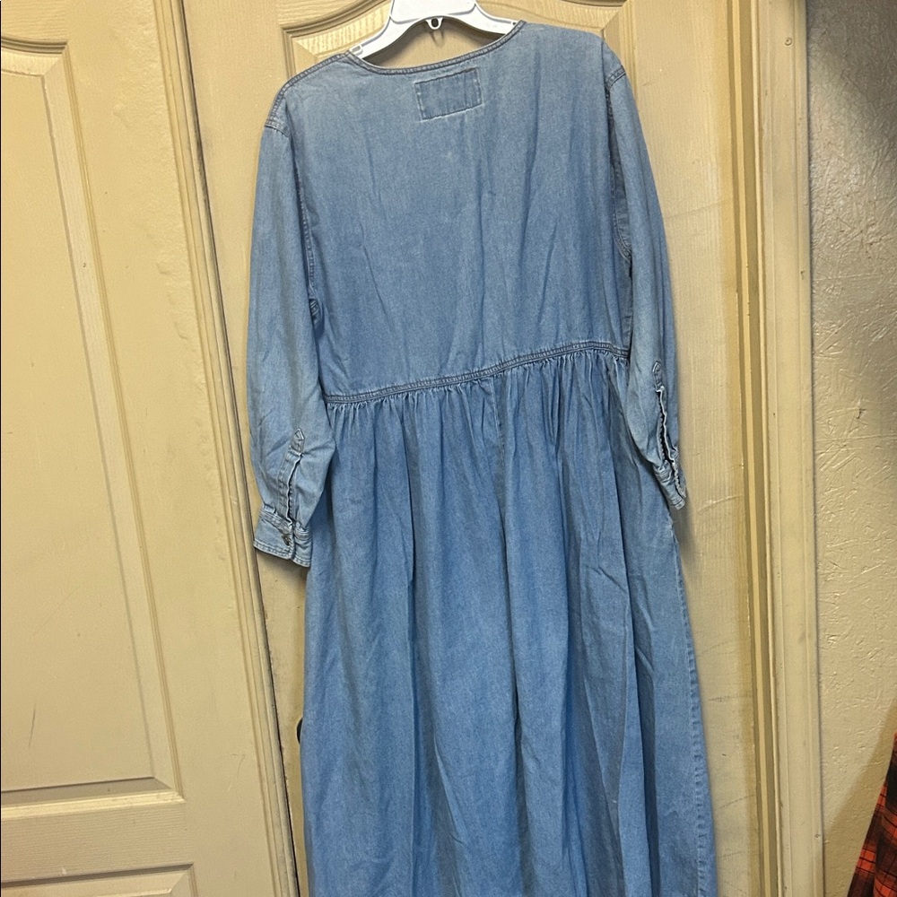 Express Light Blue Long Sleeve Denim Dress - Picture 5 of 5